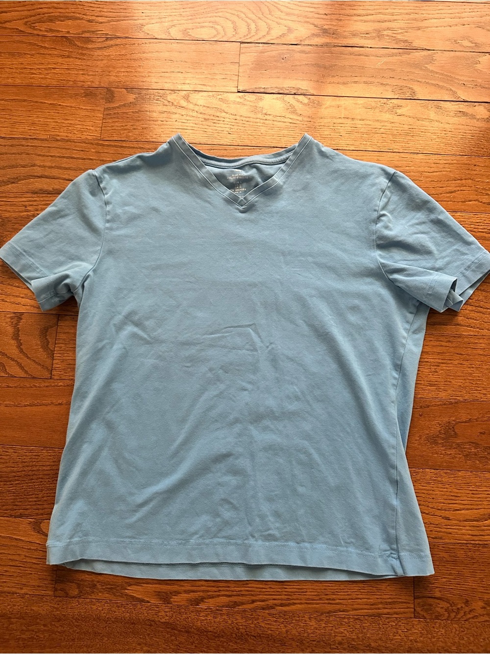 H&M Light Blue Slim V-Neck Tee Girls Cotton Youth Large Classic